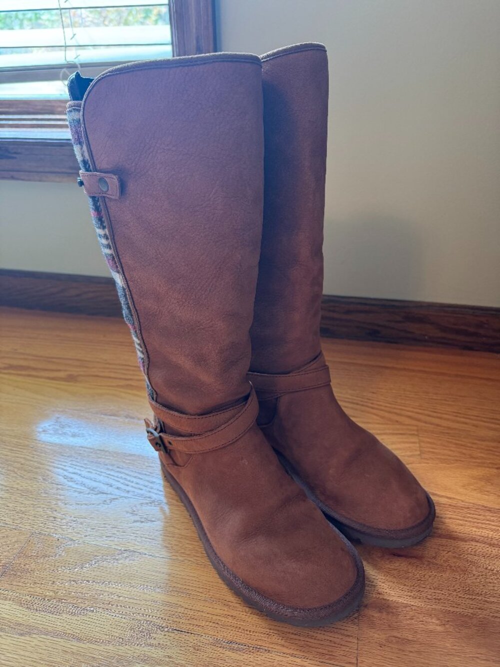 UGG Marielle tall riding boots brown, plaid fashion lifestyle boot, women 8